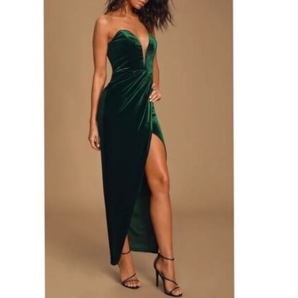 Nwtg Lulu's My Dream Come True Velvet Strapless Dress Size M - Picture 1 of 7